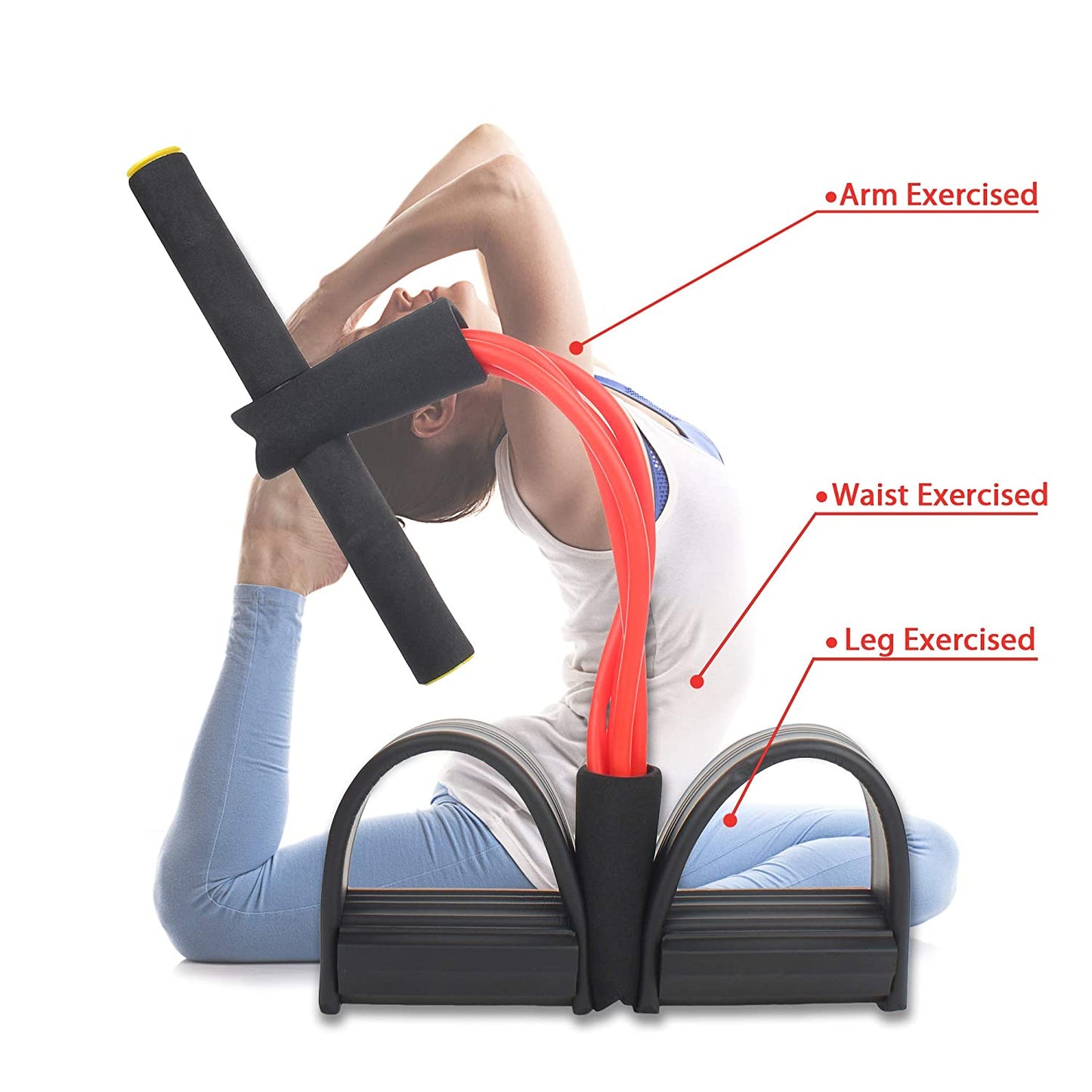 Foot Pedal Resistance Band Elastic Sit-Up Pull Rope Yoga Fitness Gym - Elastic Pull Ropes Tummy Trimmer