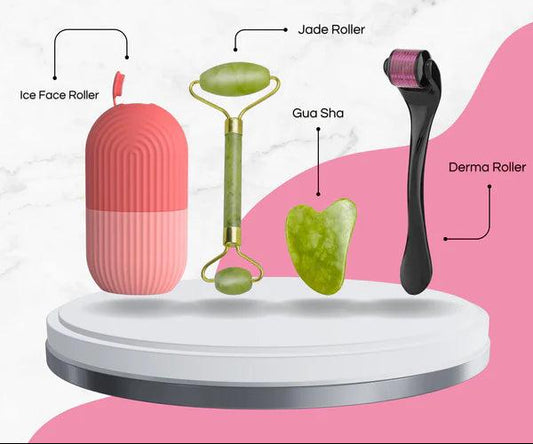 Combo pack Marble Jade Roller WITH STONE MARBLE | Ice Roller Facial Massage | Derma Roller [Pack of 3]
