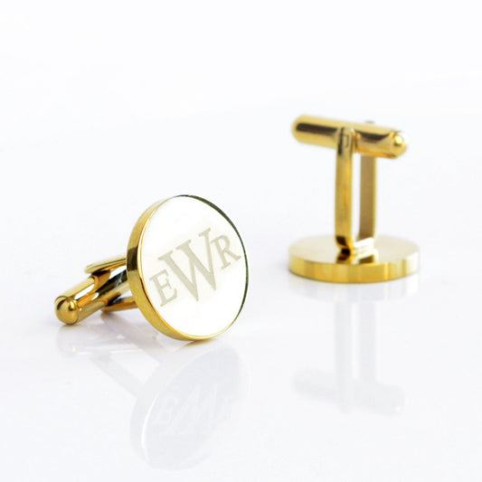 Customized Engraved Round Name Cufflinks
