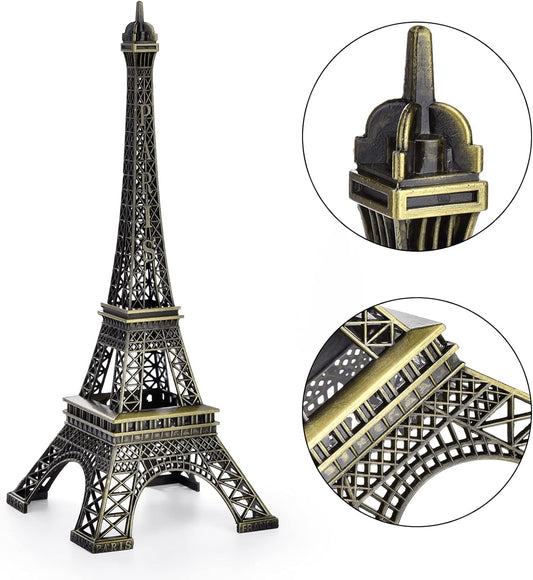 7-Inch Eiffel Tower Statue Home Decor | Bronze Alloy Metal Paris Landmark Model for Desk, Shelf & Gift