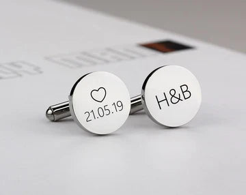 Customized Engraved Round Name Cufflinks