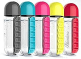 2-in-1 Medicine Organizer with Water Bottle – 7 Days Pill Box, 600ml BPA-Free Drinking Bottle, Removable Cup, Compac